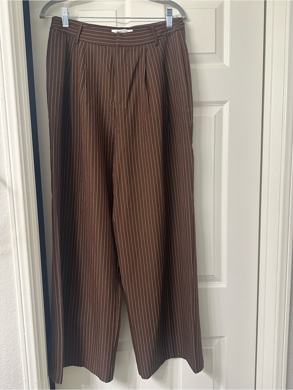 Commense Brown Pinstripe Wide-Leg Pants with Matching Top - Picture 3 of 4